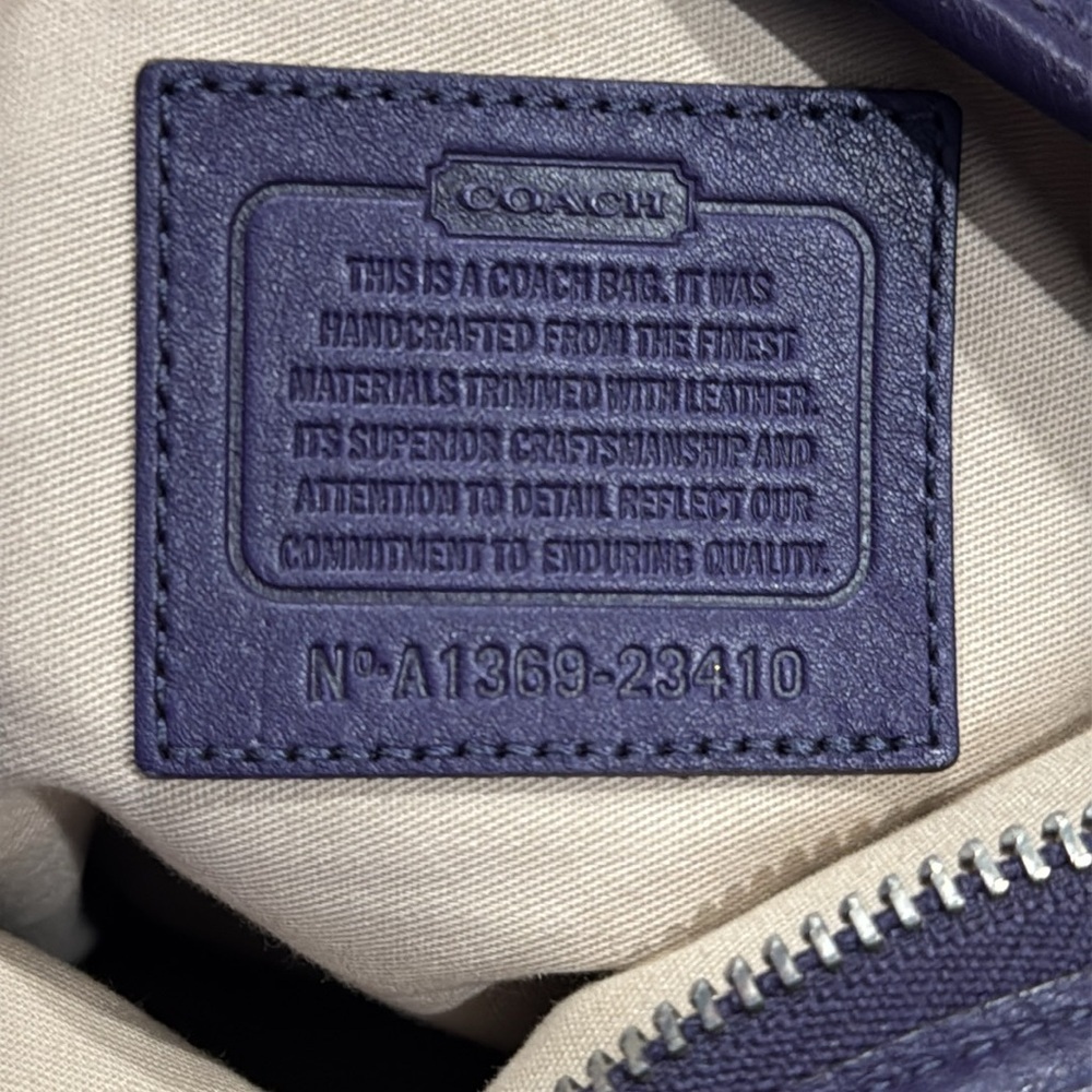 Coach Legacy Zebra Print Leather Trim Duffel Shoulder Bag in SV/Marine - Picture 11 of 16